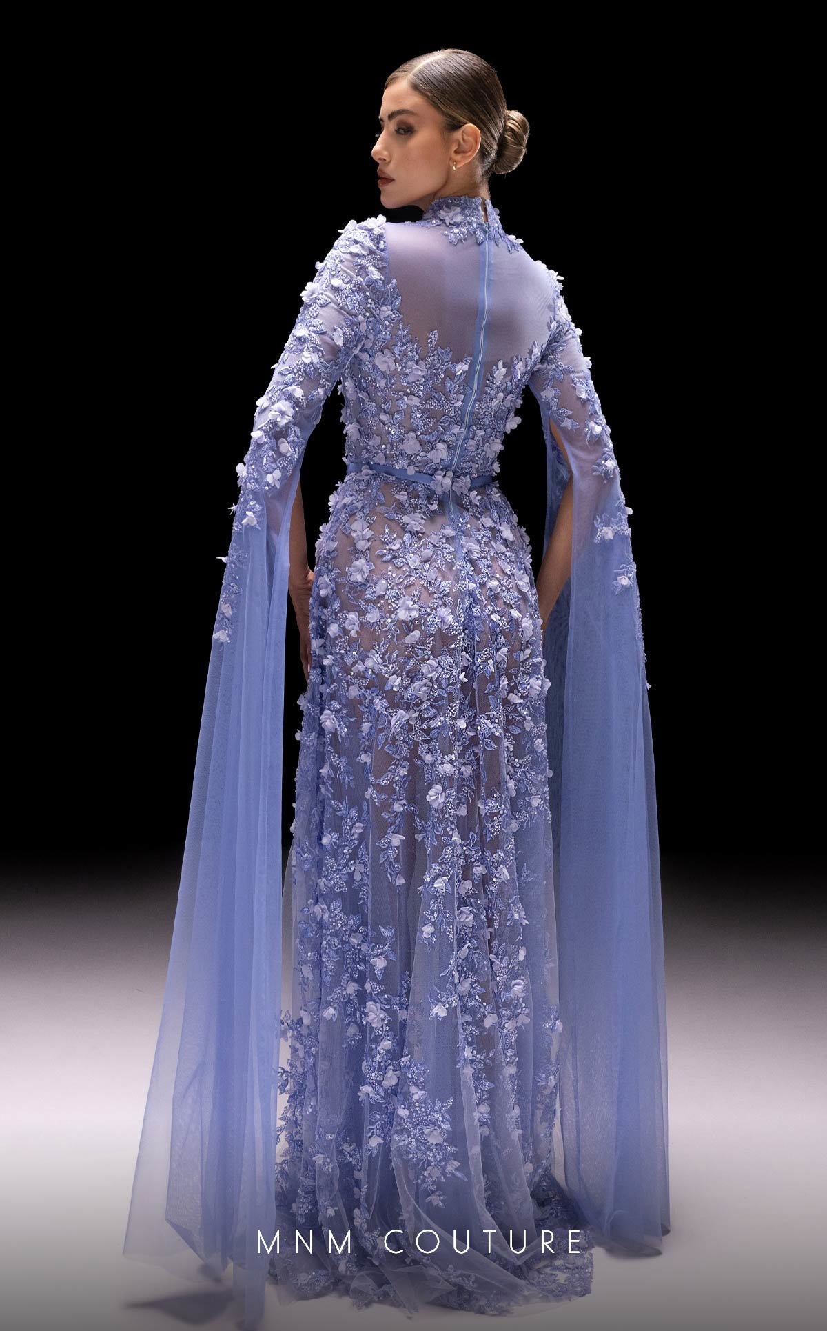 Formal Dresses Long Formal Beaded Applique Evening Dress Blue