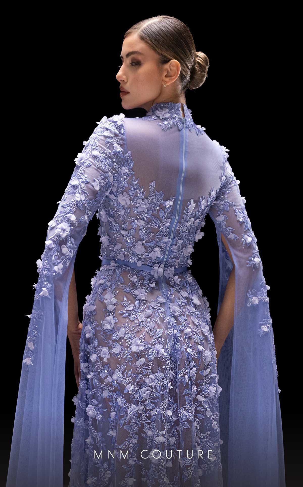 Formal Dresses Long Formal Beaded Applique Evening Dress Blue