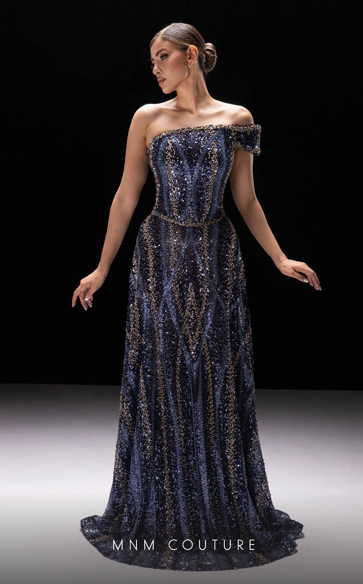 Prom Dresses Long Formal Beaded Sequin Prom Dress Navy Blue