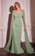 LaDivine CD356 Long Fitted Formal Cape Dress