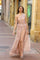 Prom Dresses M19026 Long A Line Formal Slit Prom Dress Rose Gold