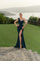 Prom Dresses Fitted Long High Slit Formal Prom Pleated Dress Evergreen