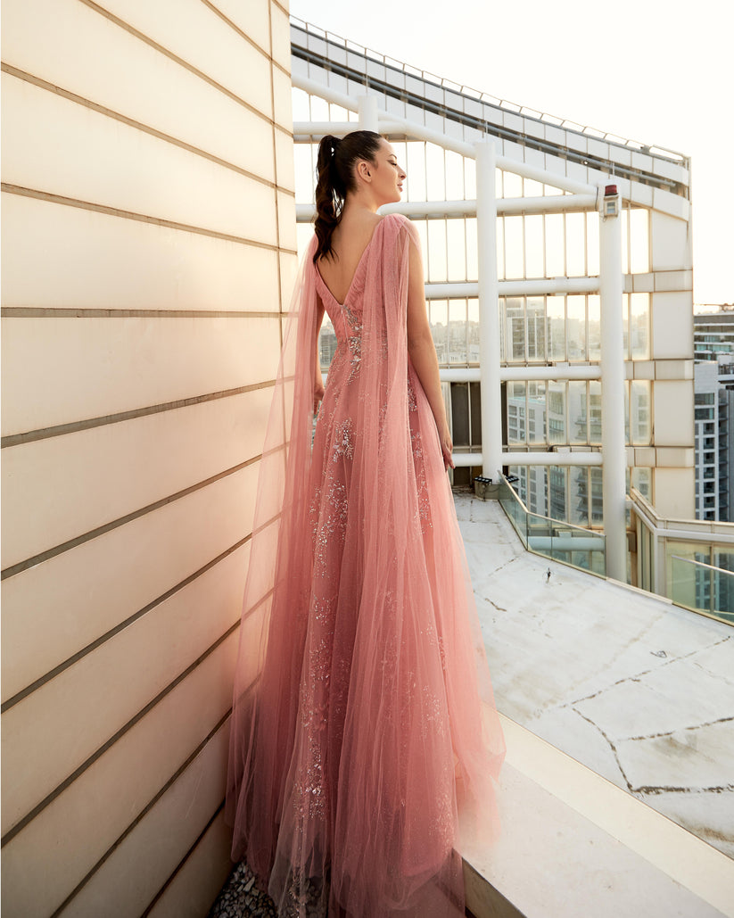 Formal Dresses Beaded Long Formal Prom Dress Coral
