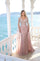 Formal Dresses Long Formal Mermaid Evening Cape Dress Pink