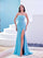 Prom Dresses Pleated Long Formal Slit Prom Dress Blue