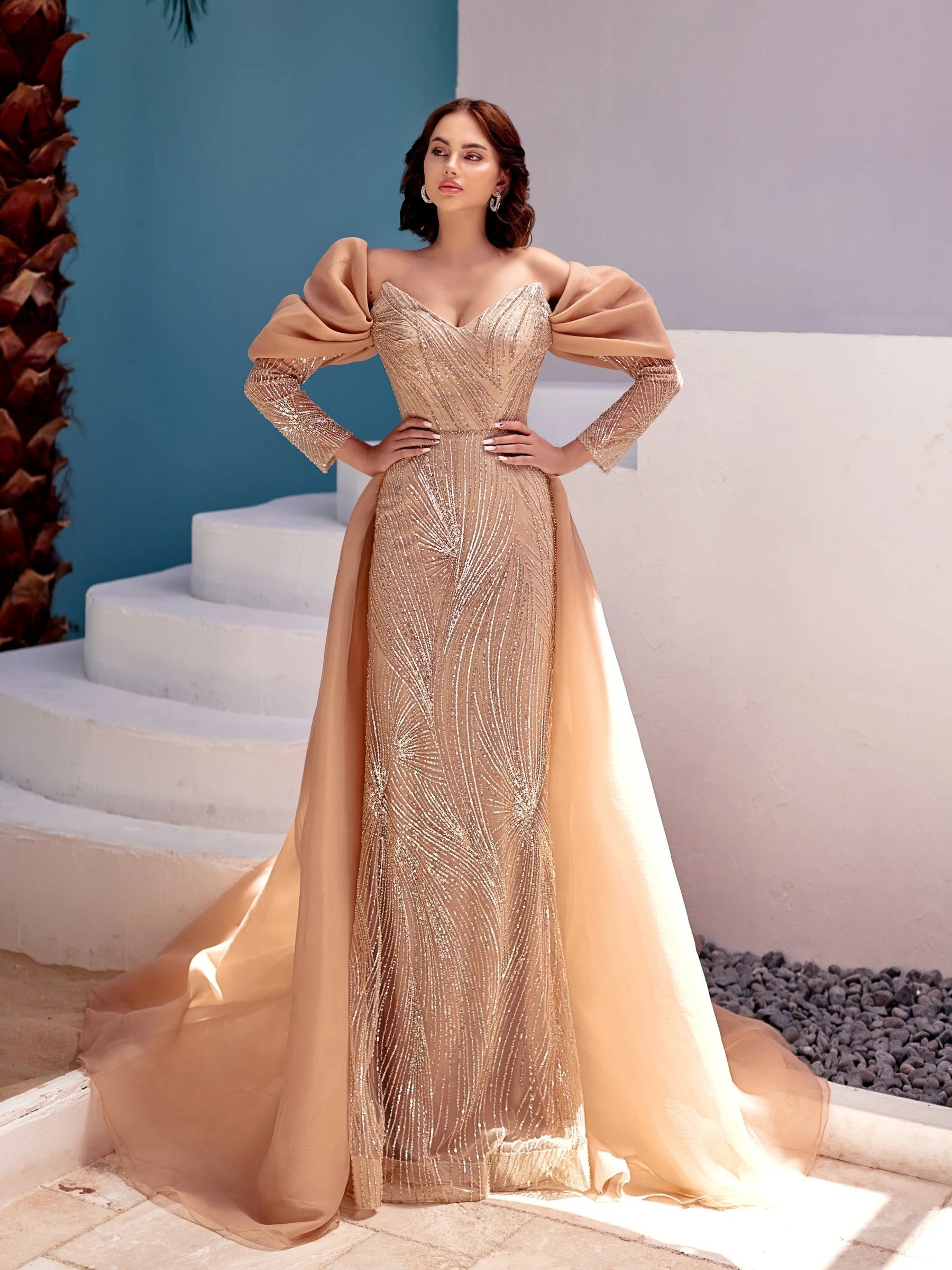 Prom Dresses Long Formal Mermaid Sequin Evening Prom Dress Gold
