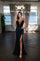 Prom Dresses Beaded Long Formal Slit Prom Dress Black