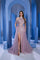 Prom DressesLong Formal Beaded Capelet Overskirt Prom Dress Pink