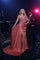 Prom Dresses Beaded Long Formal Prom Slit Dress Coral