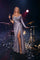 Prom Dresses Pleated Long Formal Slit Evening Prom Dress Silver