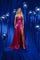 Prom Dresses Pleated Slit Long Formal Evening Prom Dress Fuchsia