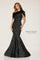 Formal Dresses Fitted Long Beaded Belt Formal Dress Black