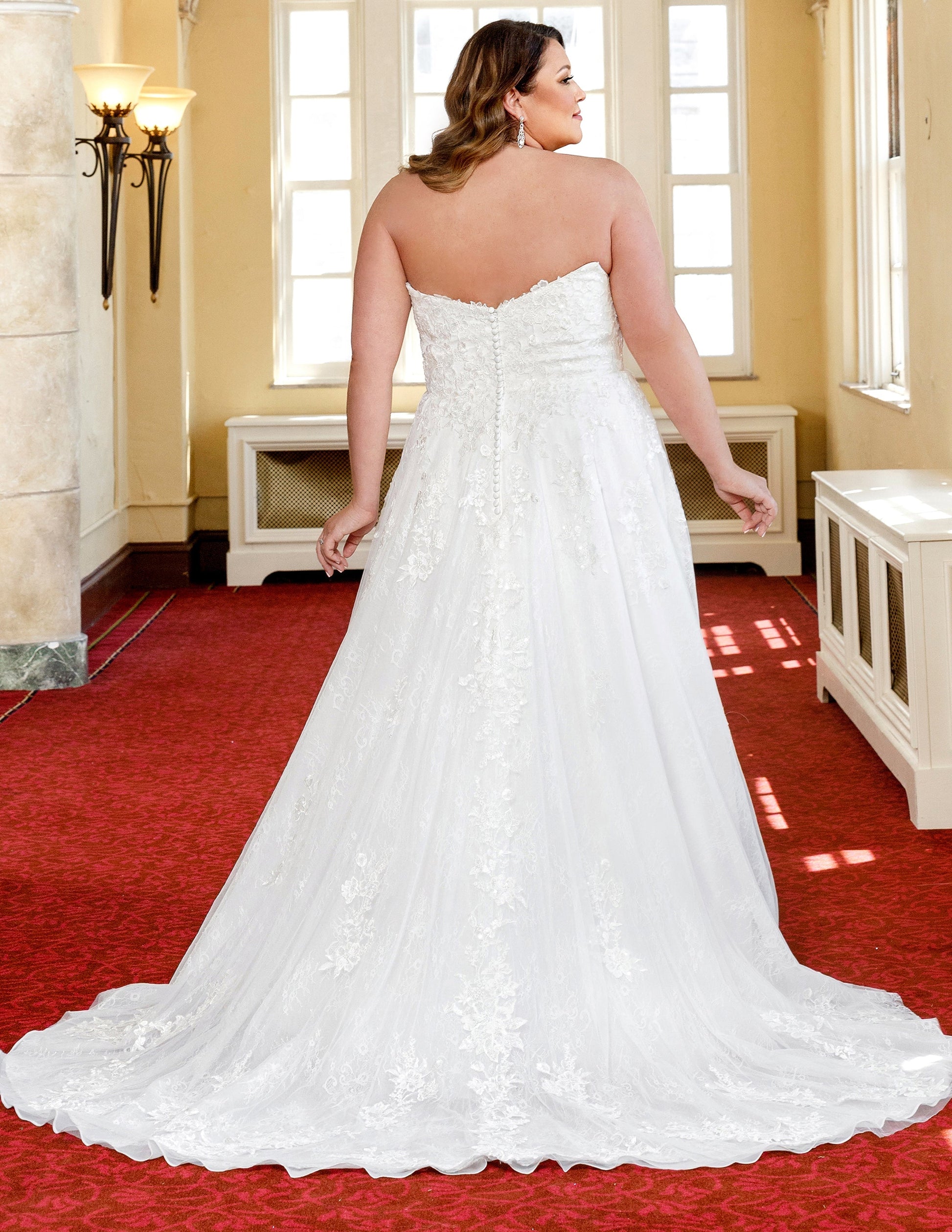 Wedding Dresses Floral Lace Long A Line Plus Size Sequin Wedding Dress Ivory/Ivory
