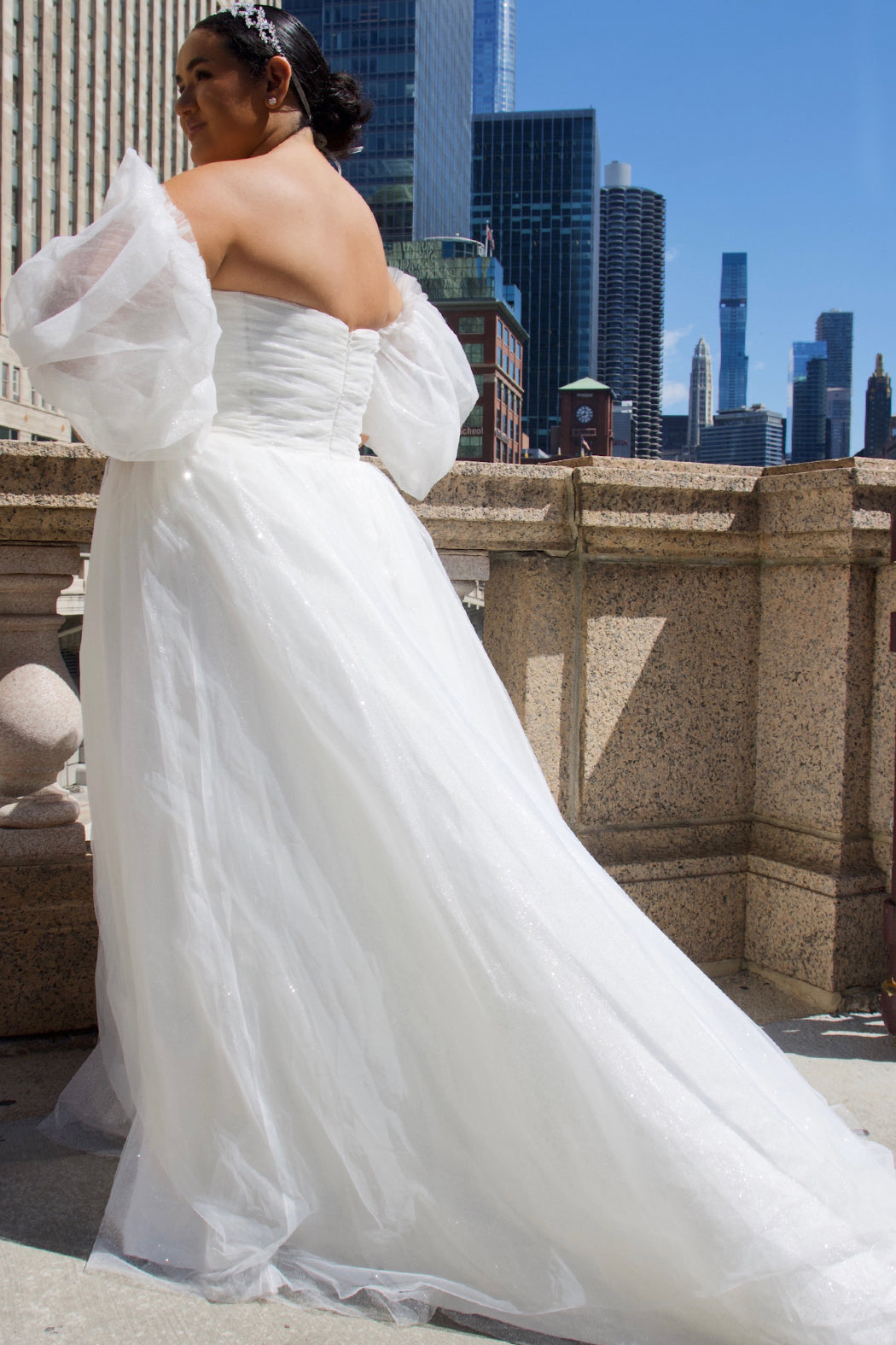 Wedding Dresses Ball Gown Long Pleated Plus Size Glitter Wedding Dress  Ivory
