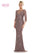 Mother of the Bride Dresses Mother of the Bride Long Beaded Mesh Quarter Sleeve Dress Dark Taupe