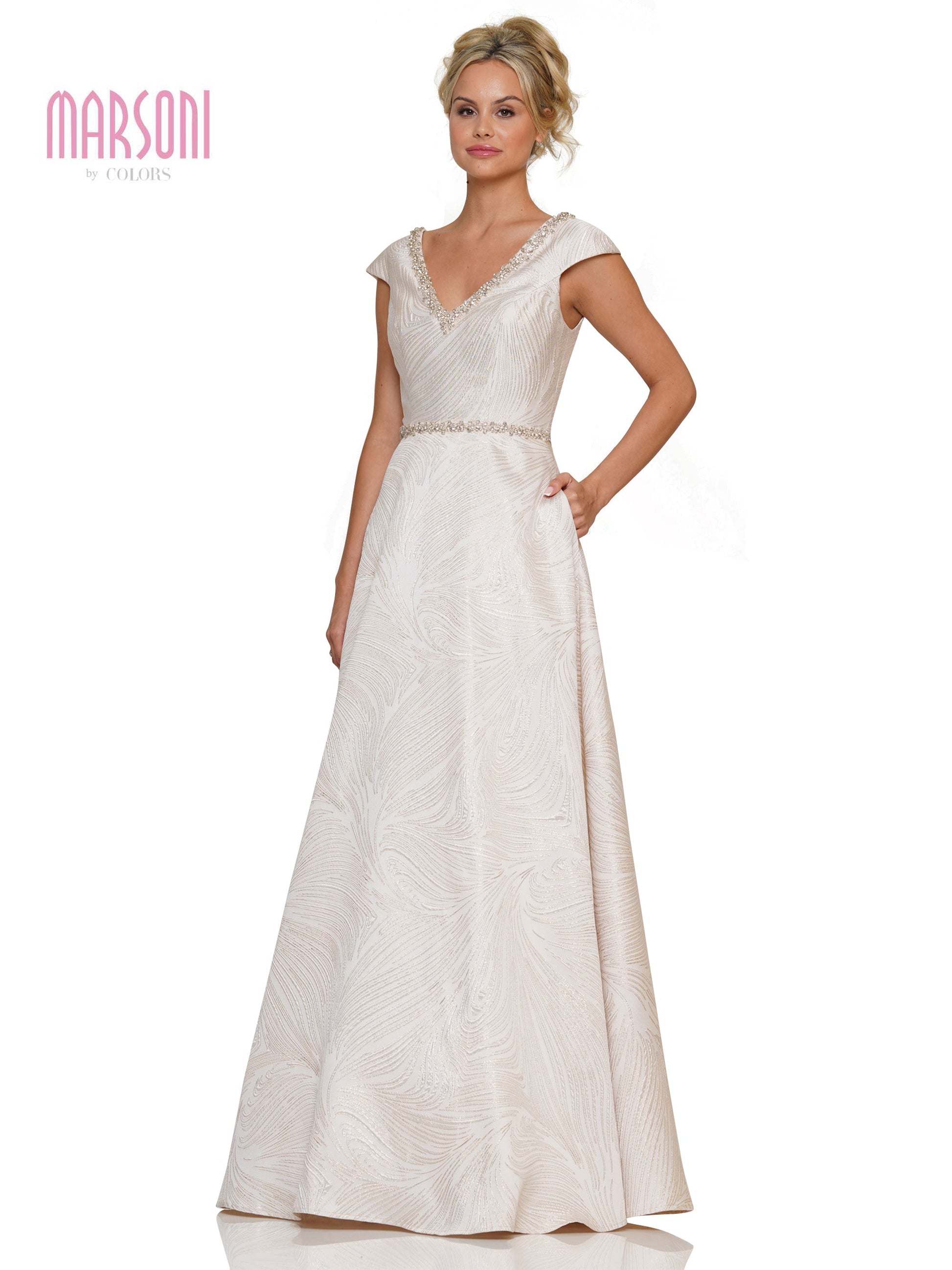 Mother of the Bride Dresses Mother of the Bride Cap Sleeve Jacquard Dress Champagne