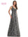 Formal Dresses Long Sleeveless V Neck Jacquard Formal Dress Black