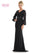 Mother of the Bride Dresses Mother of the Bride Long Sleeve V Neck Chiffon Dress Black