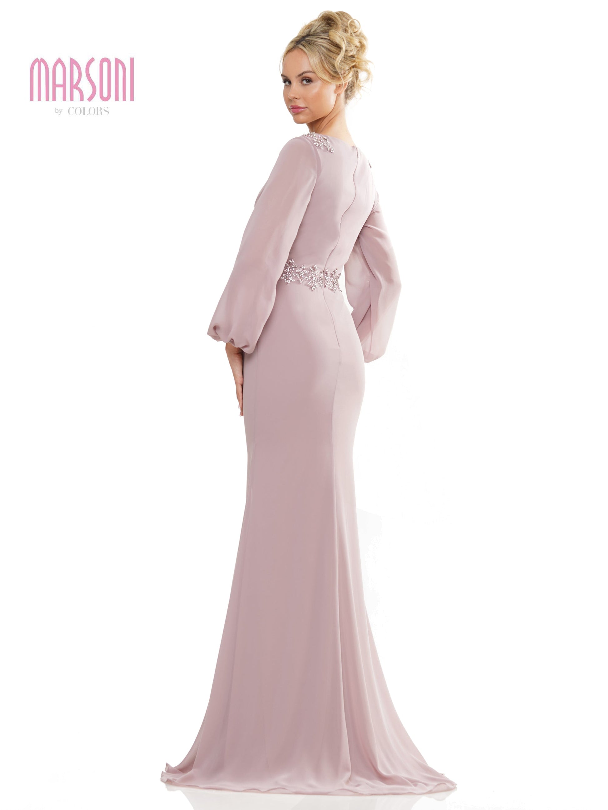 Mother of the Bride Dresses Mother of the Bride Long Sleeve V Neck Chiffon Dress Mauve