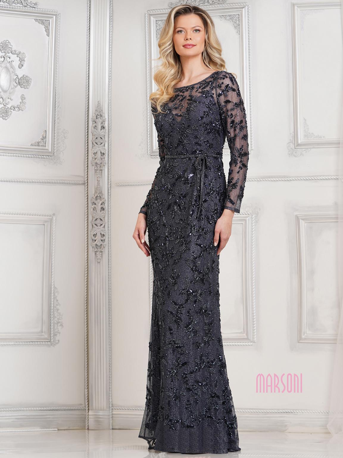 Mother of the Bride Dresses Long Sleeve Mother of the Bride Beaded Dress Navy