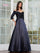 Formal Dresses Fitted Floral Formal Dress Navy