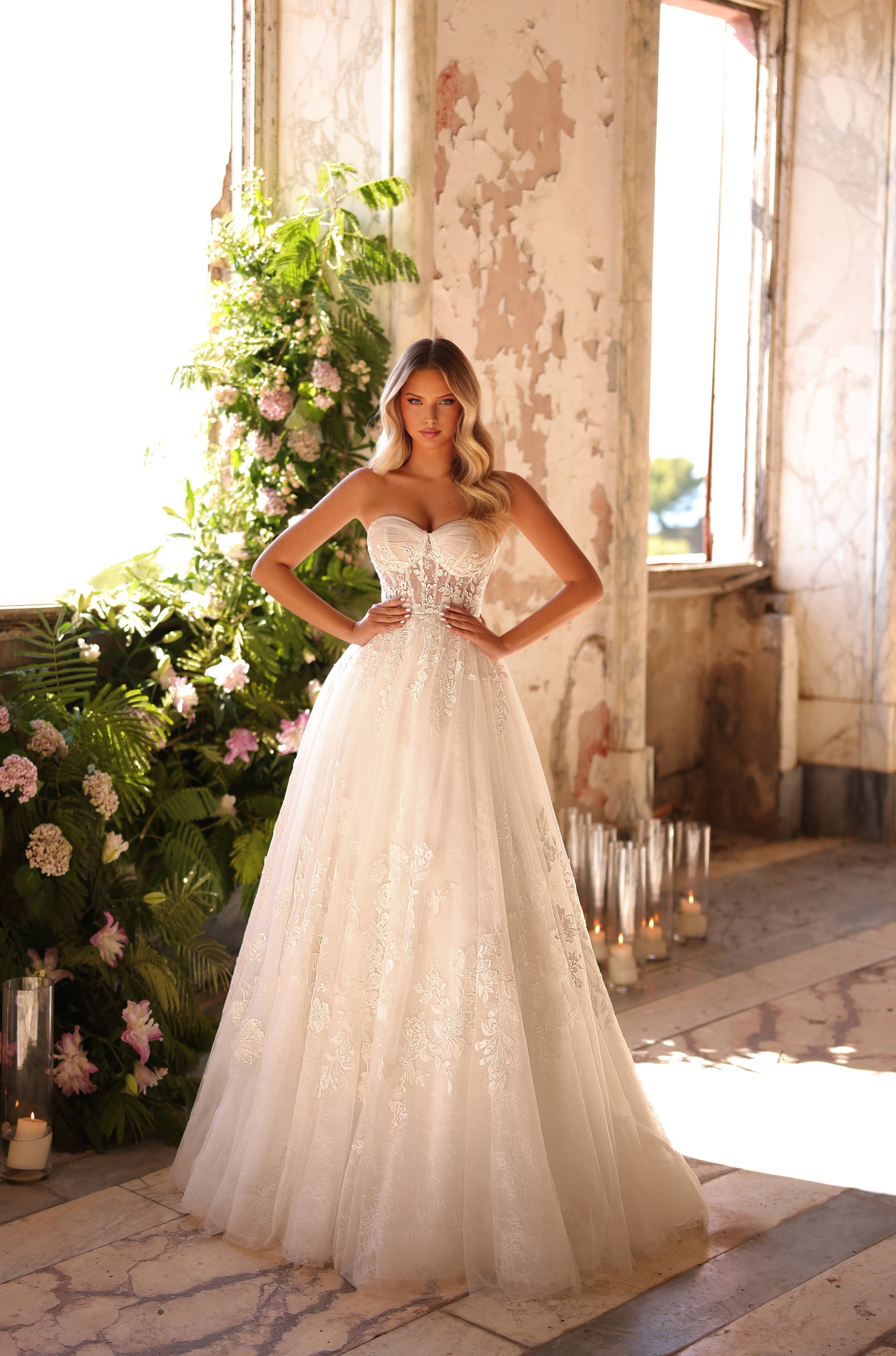 Wedding Dresses Glitter Long A Line Wedding Dress Ivory/Ivory