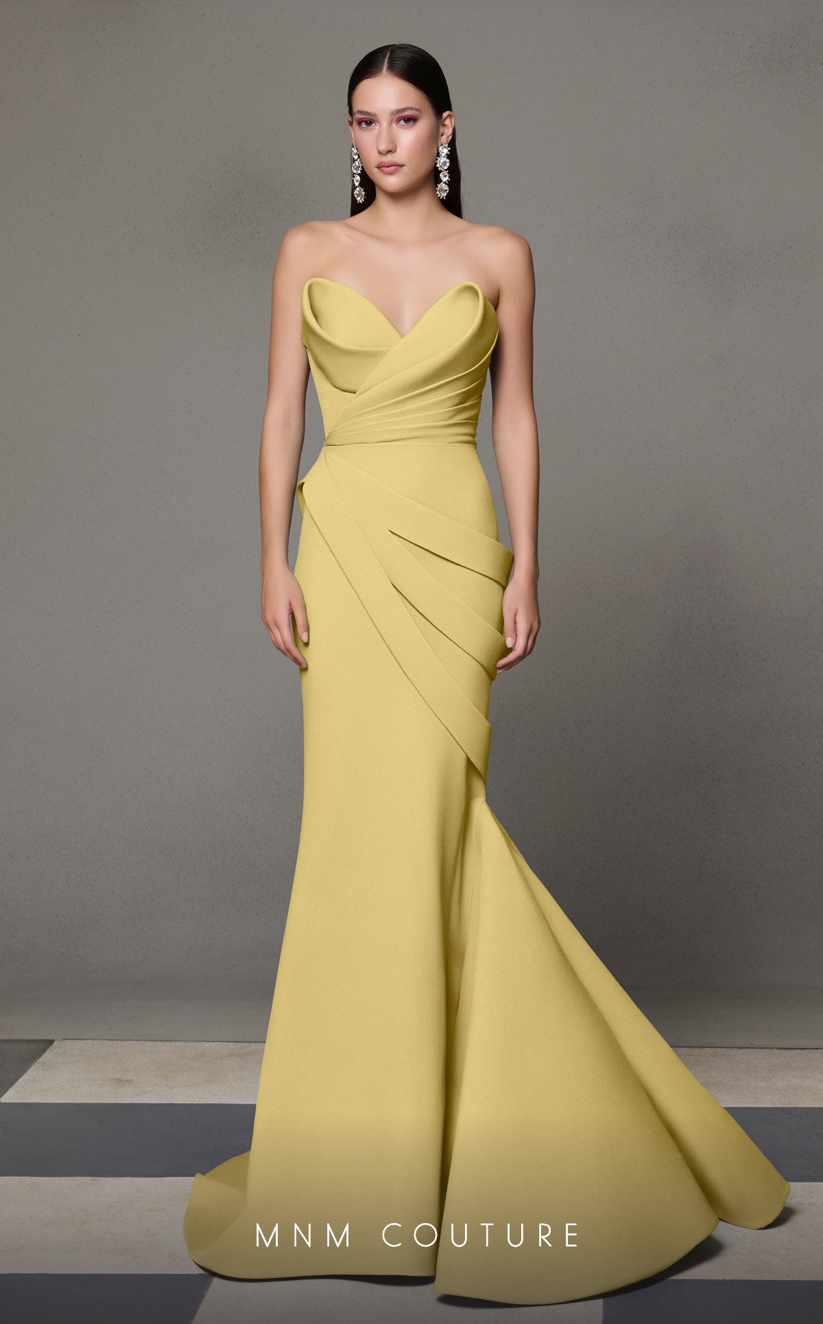 Formal Dresses Prom Pleated Long Mermaid Formal Dress Yellow