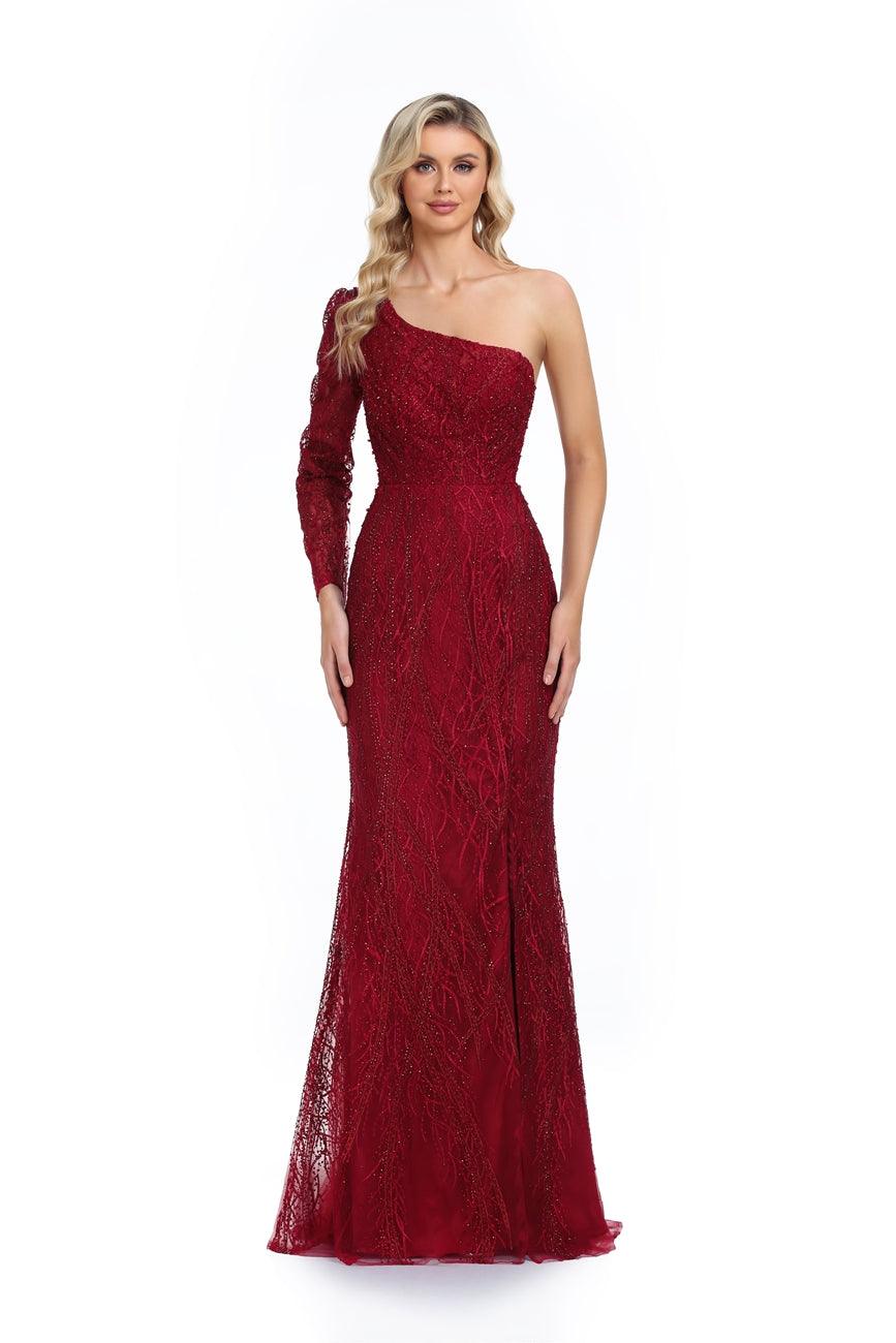 Prom Dresses Long One Shoulder Formal Prom Dress Wine