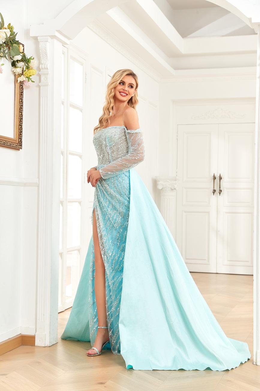 High Couture NR2273 Prom Long One Shoulder Formal Dress Baby Blue