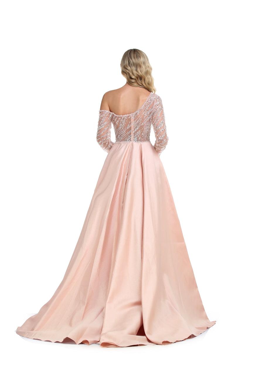 High Couture NR2273 Prom Long One Shoulder Formal Dress Champagne