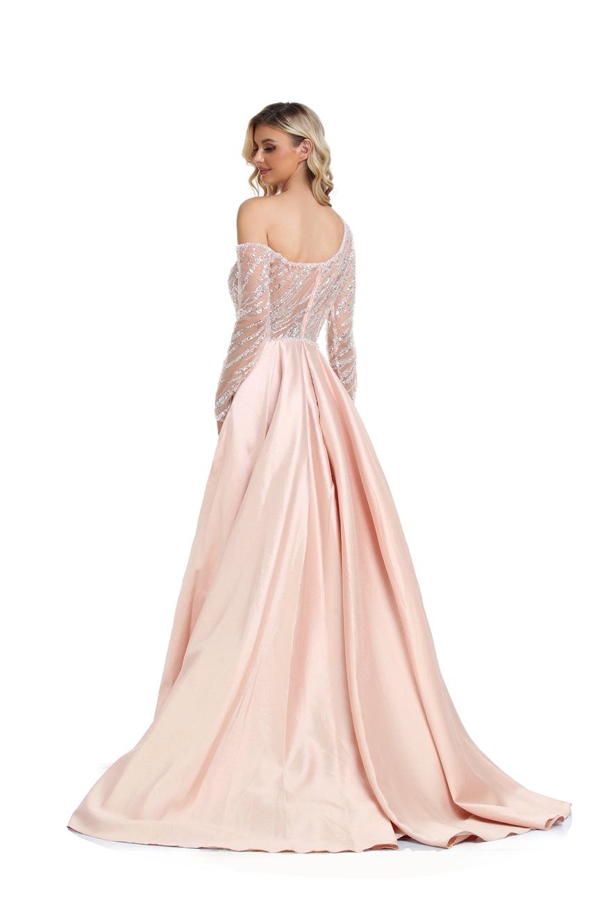 High Couture NR2273 Prom Long One Shoulder Formal Dress Champagne