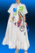Formal Dresses Short Sleeve Button Down Printed Triered Midi Dress White