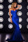 Prom Dresses Long Mermaid Strapless Metalli Prom Gown Cobalt