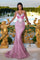 Prom Dresses Long Spaghetti Straps Corset Prom Gown Pink