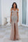 Prom Dresses Long Beaded Off Shoulder Prom Dress Silver Nude