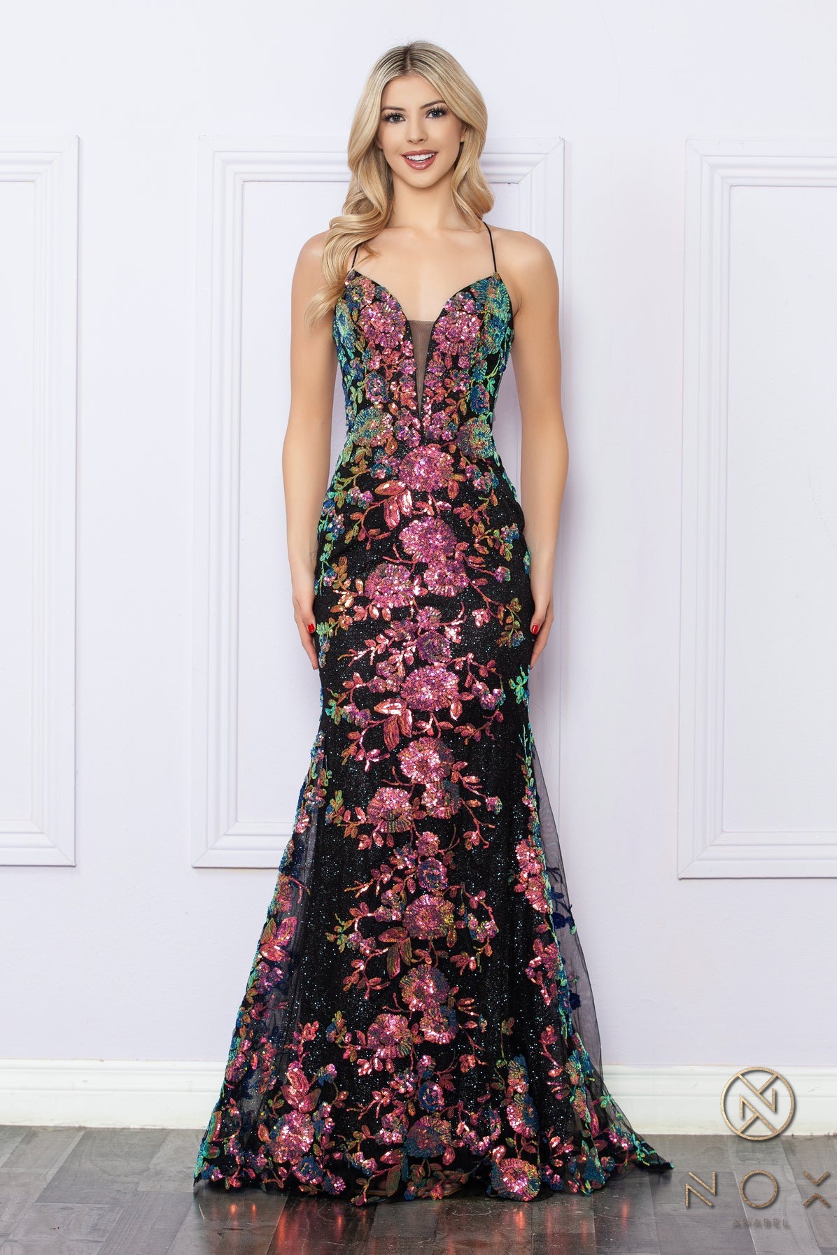 Prom Dresses Sequins Long Prom Dress Black Multi