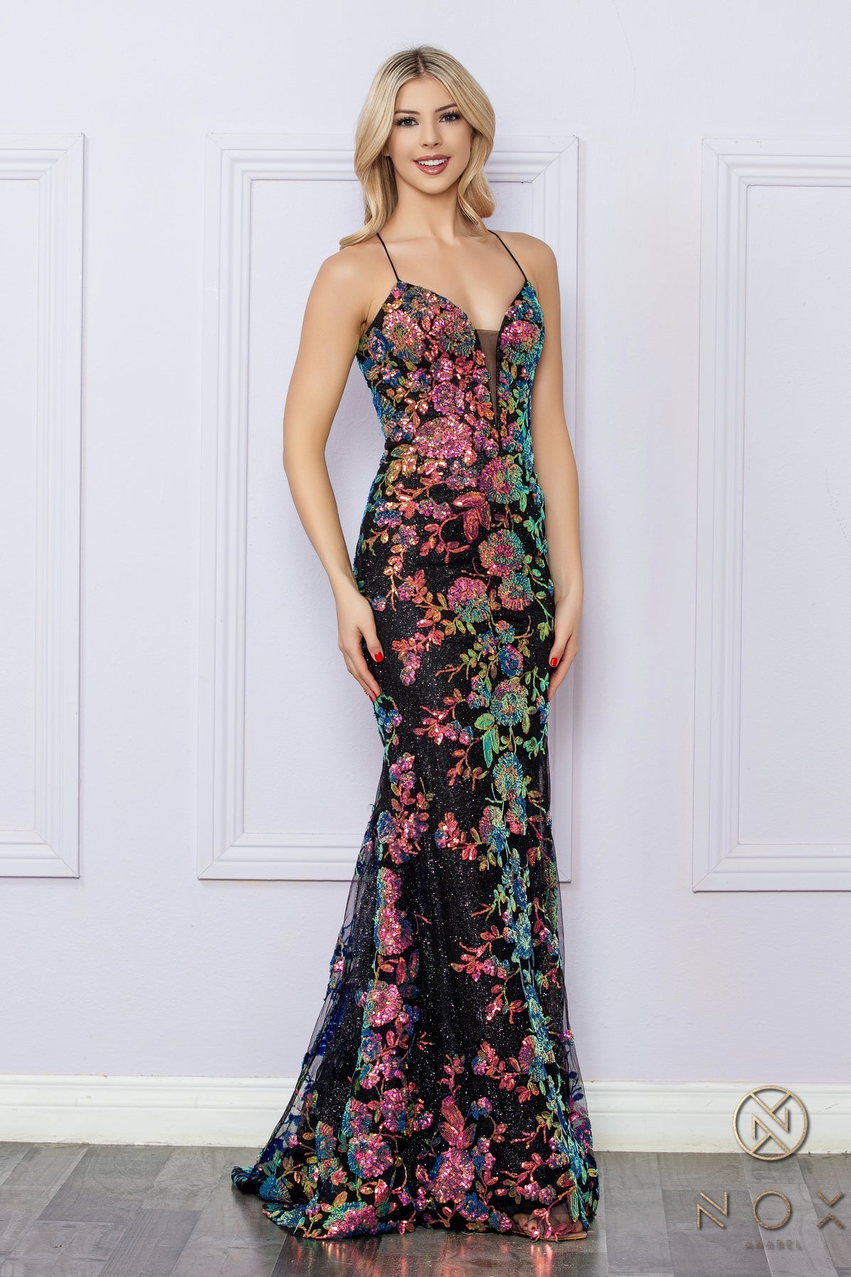 Prom Dresses Sequins Long Prom Dress Black Multi