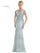 Rina di Montella Long Formal Cap Sleeve Dress 2723 - The Dress Outlet Seaglass