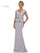 Formal Dresses Fit and Flare Long Wrapped Bodice Formal Dress Grey