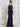 Formal Dresses Beaded Back Panel Drape Long Formal Dress Navy