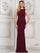 Formal Dresses Beaded Back Panel Drape Long Formal Dress Wine