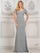 Formal Dresses Beaded Formal Fit and Flare Long Dress Seaglass
