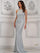 Formal Dresses Mettalic Stone Long Fitted Formal Dress Ice Blue