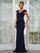 Plus Size Dresses Long Evening Fitted Formal Plus Size Dress Navy