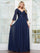 Plus Size Dresses Long Beaded Formal Plus Size Dress Navy