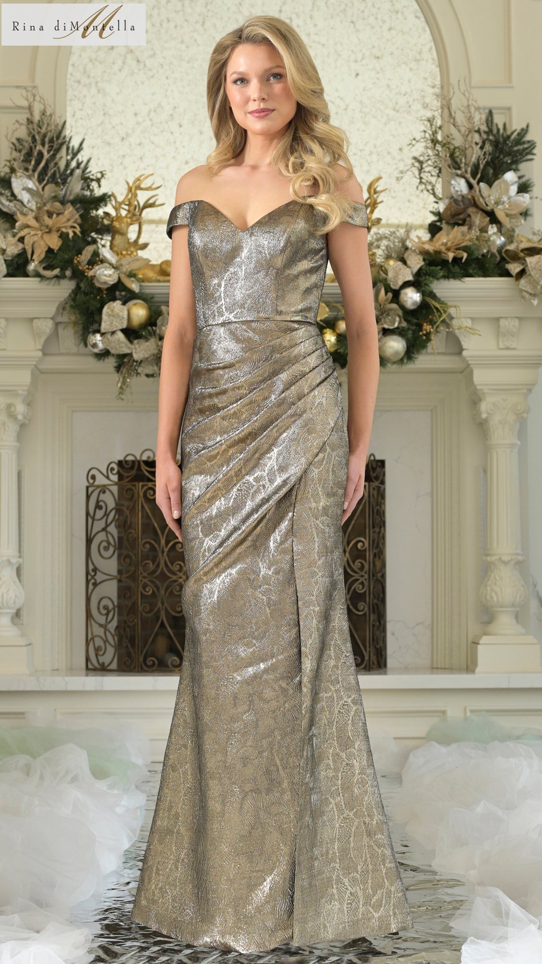 Formal Dresses Formal Long Evening Metallic Dress Antique Gold