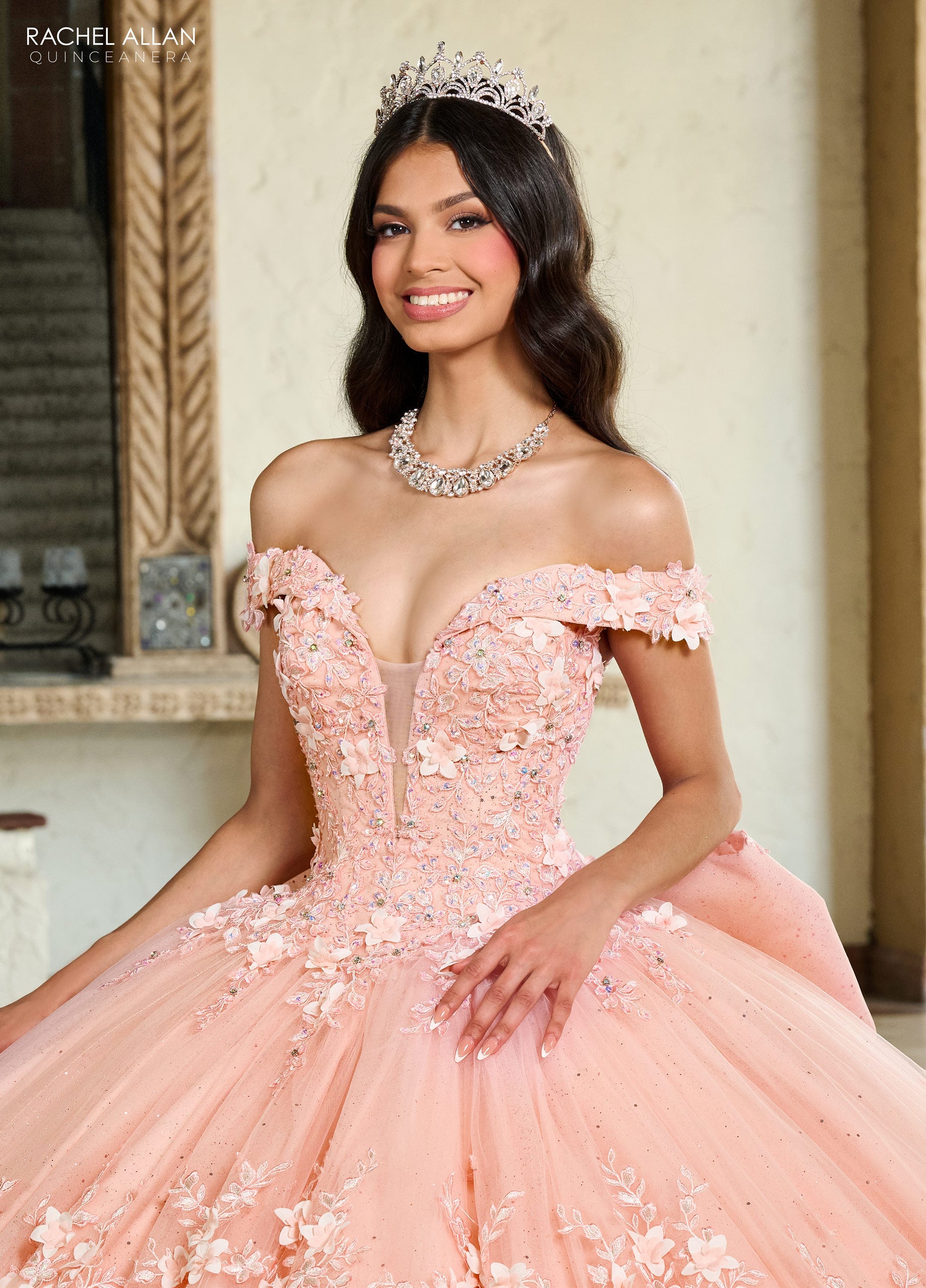 Quinceniera Dresses Long Quinceniera 3D Flowers Ball Gown Blush