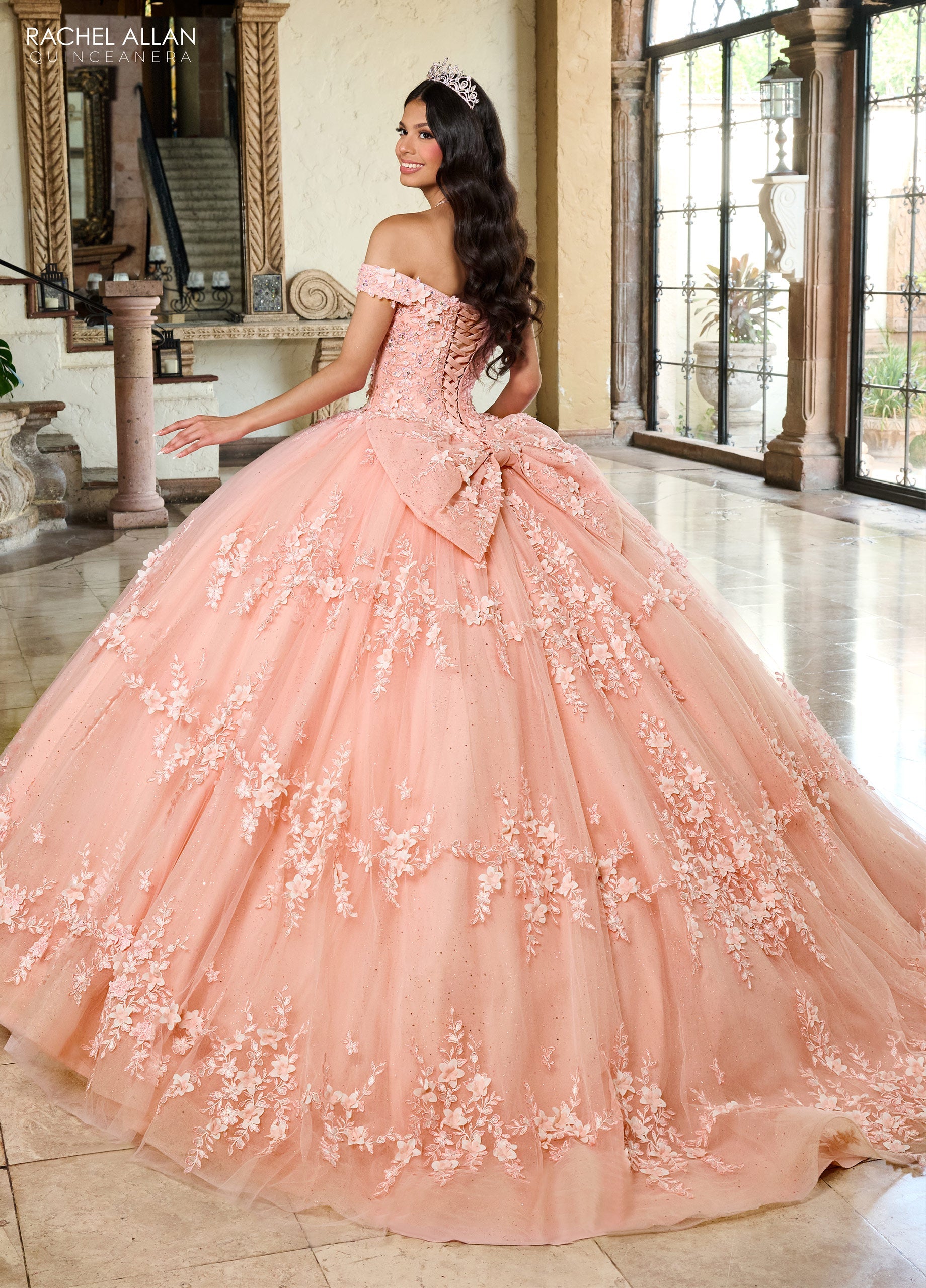 Quinceniera Dresses Long Quinceniera 3D Flowers Ball Gown Blush