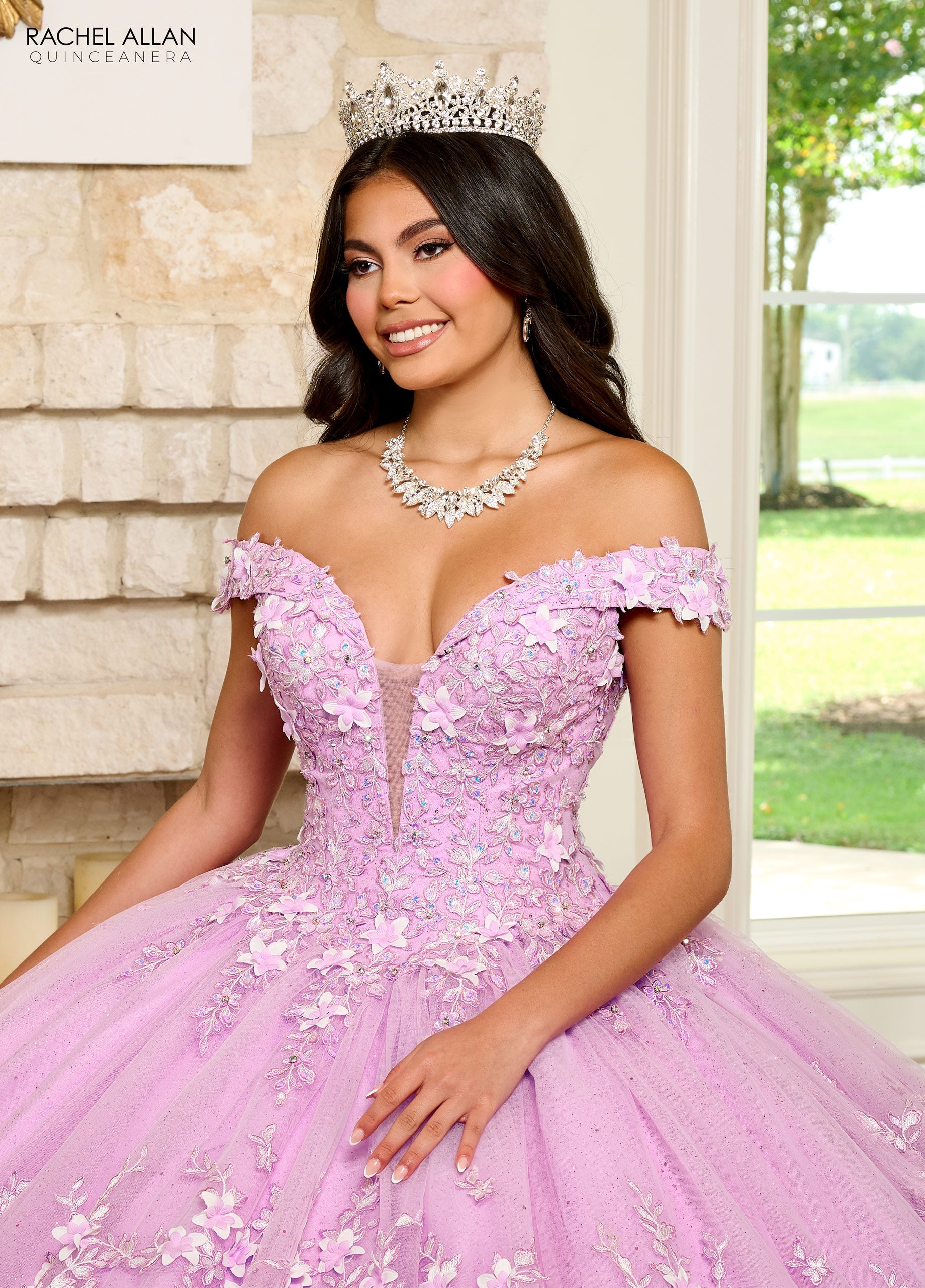 Quinceniera Dresses Long Quinceniera 3D Flowers Ball Gown Lilac
