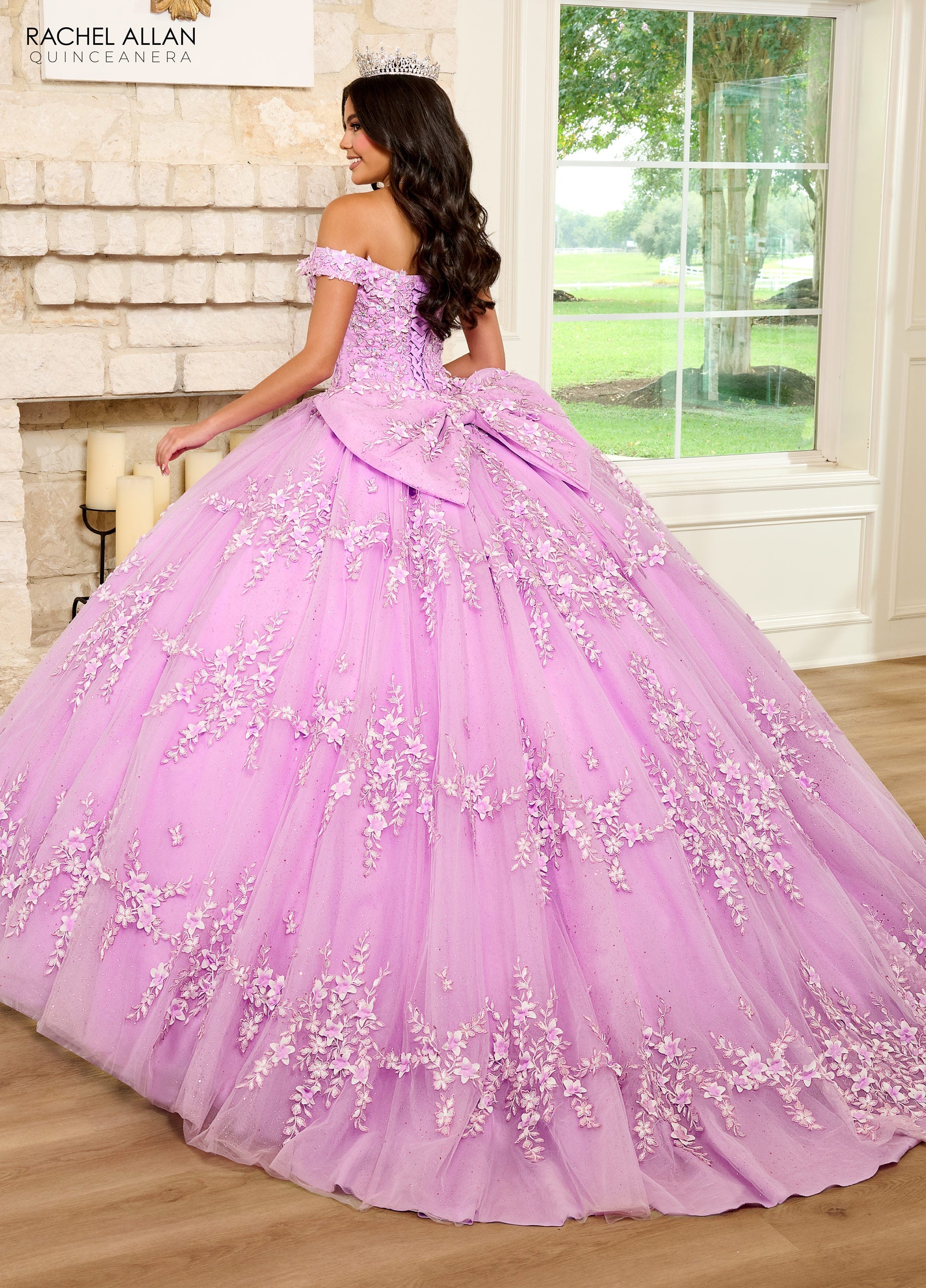 Quinceniera Dresses Long Quinceniera 3D Flowers Ball Gown Lilac